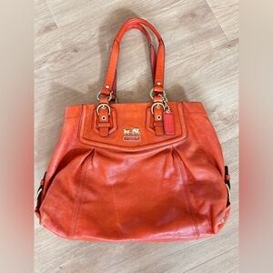 Coach Orange Leather Tote handbag